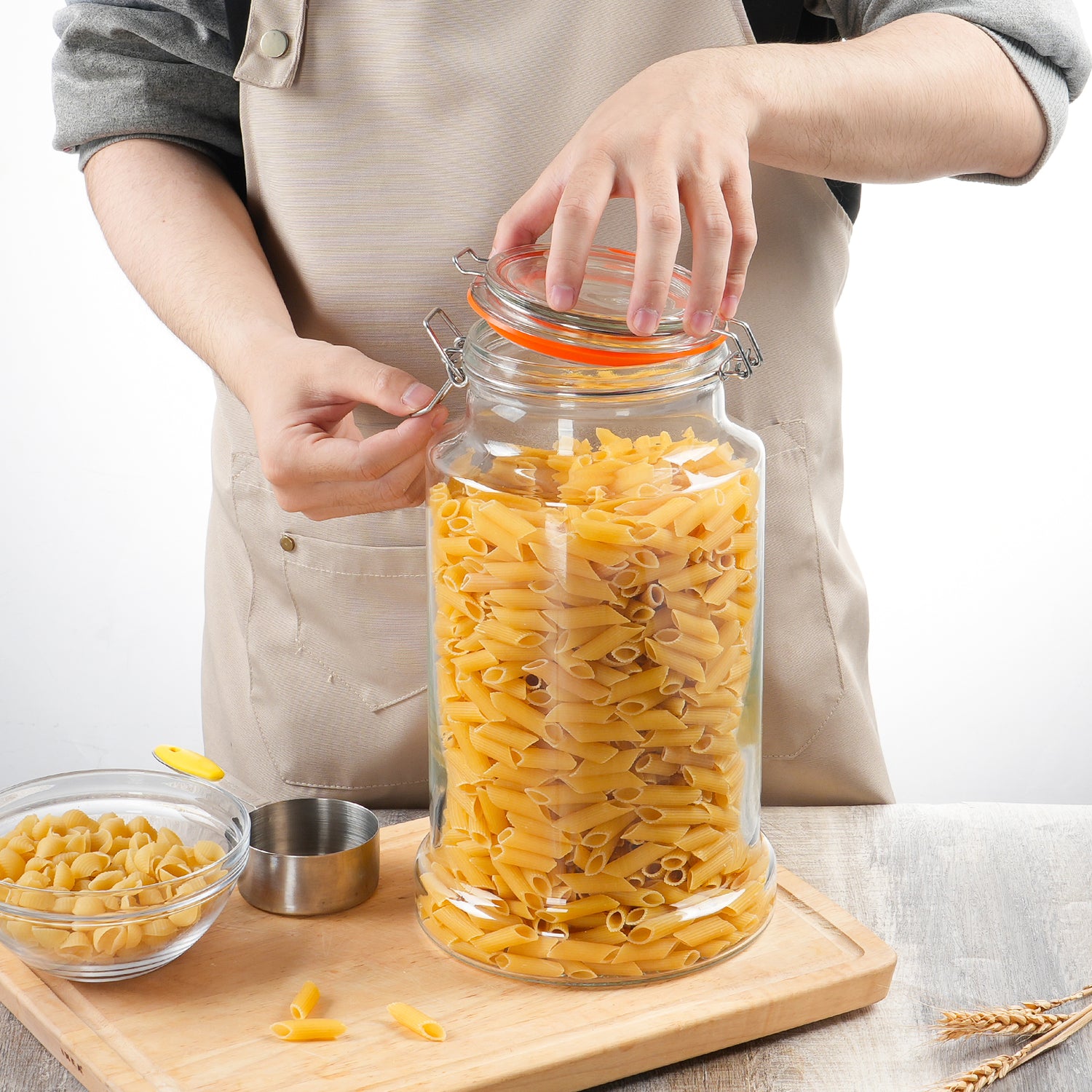 1.2 Gallon Airtight Glass Bottle & Jar with Hinged Lid