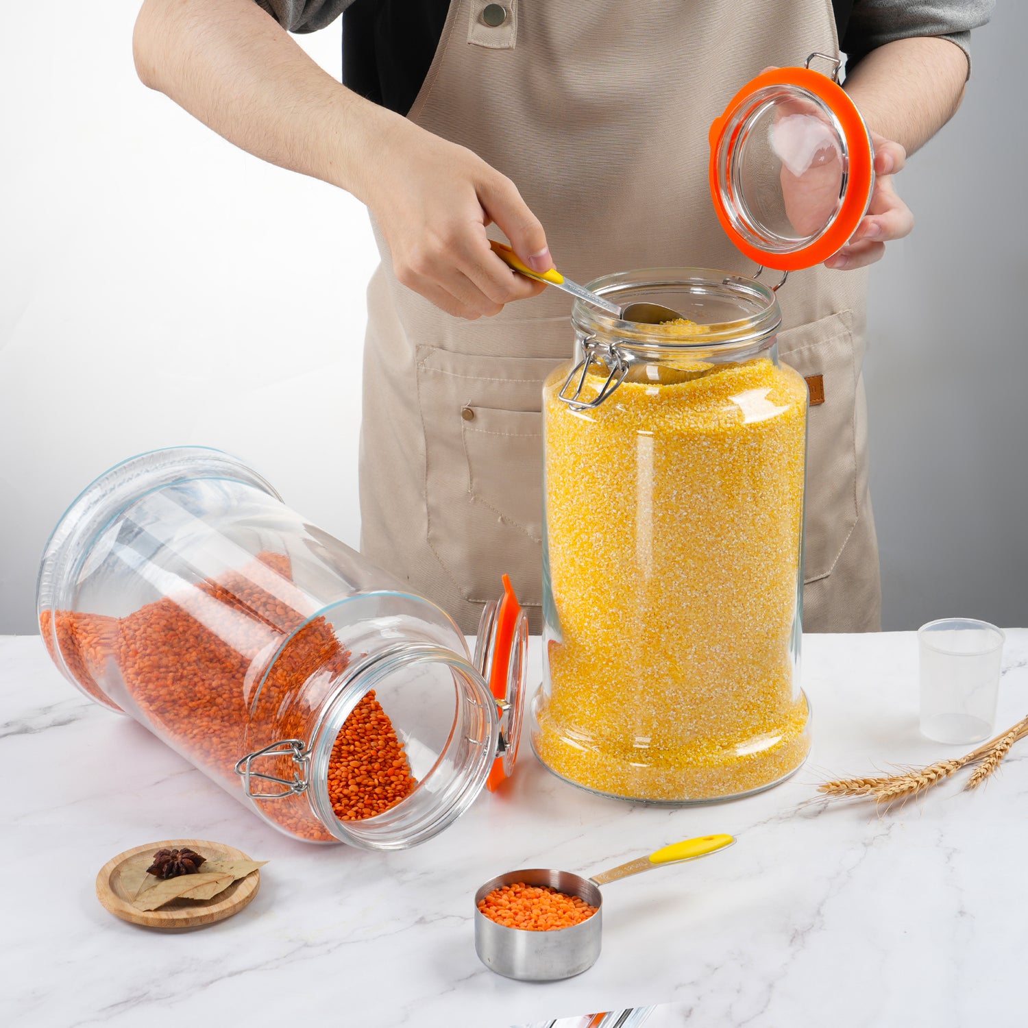 1.2 Gallon Airtight Glass Bottle & Jar with Hinged Lid