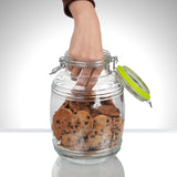 2 Pcs 98 oz Retro Barrel Style Glass Jars(Hinged Lids)