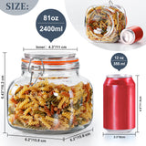 2 Pcs 82oz Glass Jars with 100% Airtight Clipped Lid