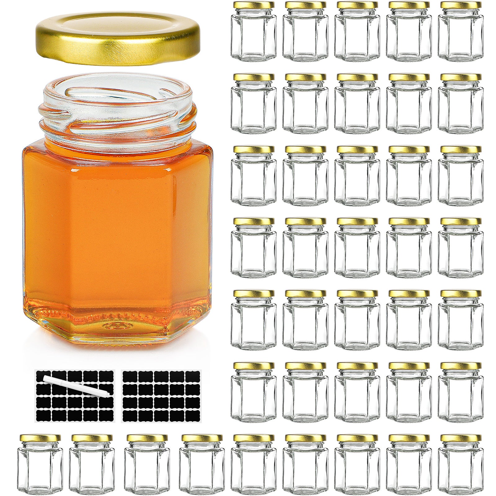 Syntic 3oz Honey Jars Food Canister Glass Jars for Gifts Party Favors (Set of 40)