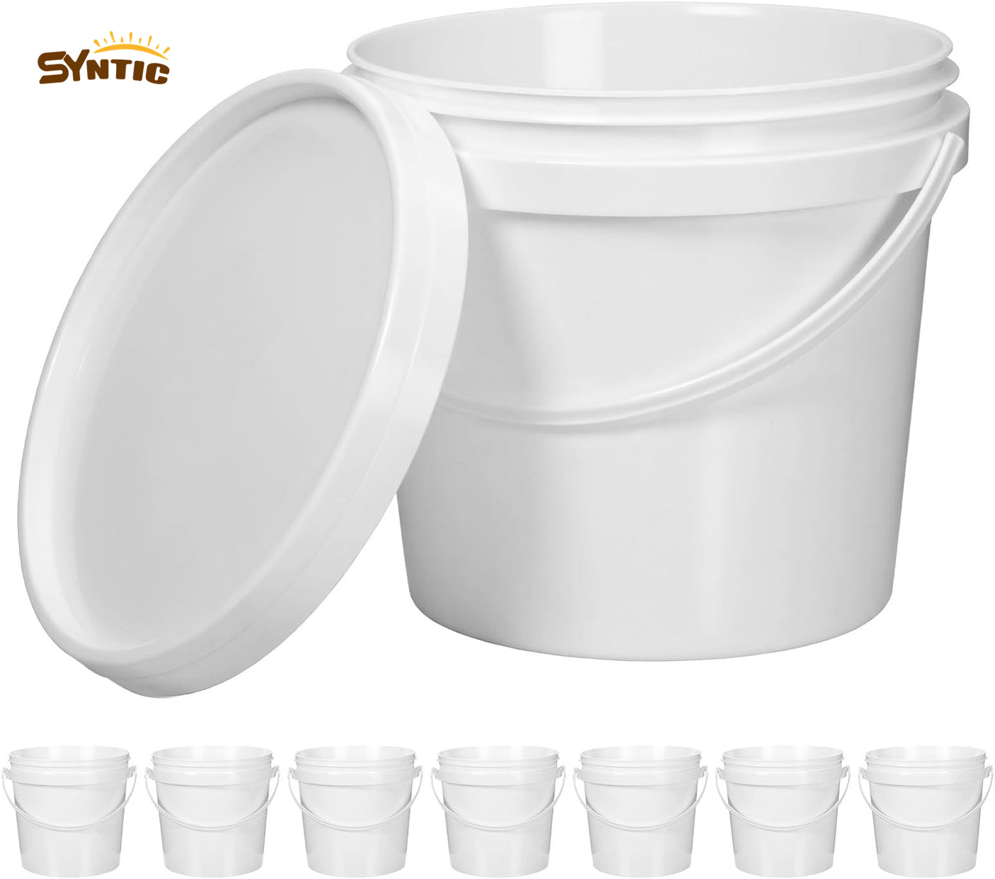Syntic 8 Pc 0.5 Gallon All Purpose Plastic Buckets with Lids & Handles