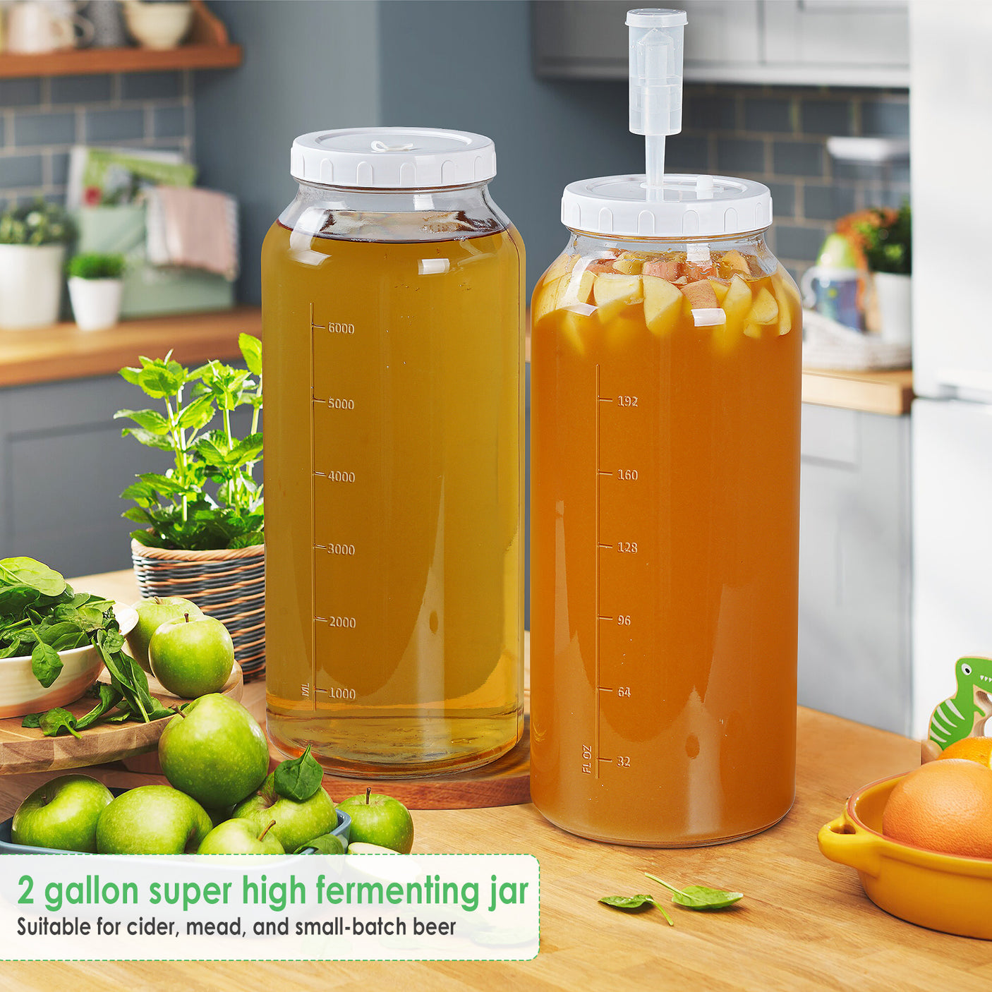 1 Pc 2 Gallon Super Large Fermentation Jar with 2 Airlocks & Airtight Lid