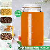 1 Pc 1.5 Gallon Round Glass Jar with Removable Handle & Airtight Screw Lid