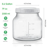 2 Pcs 79 Oz (0.6 Gallon) Round Glass Jars with Airtight Screw Lids