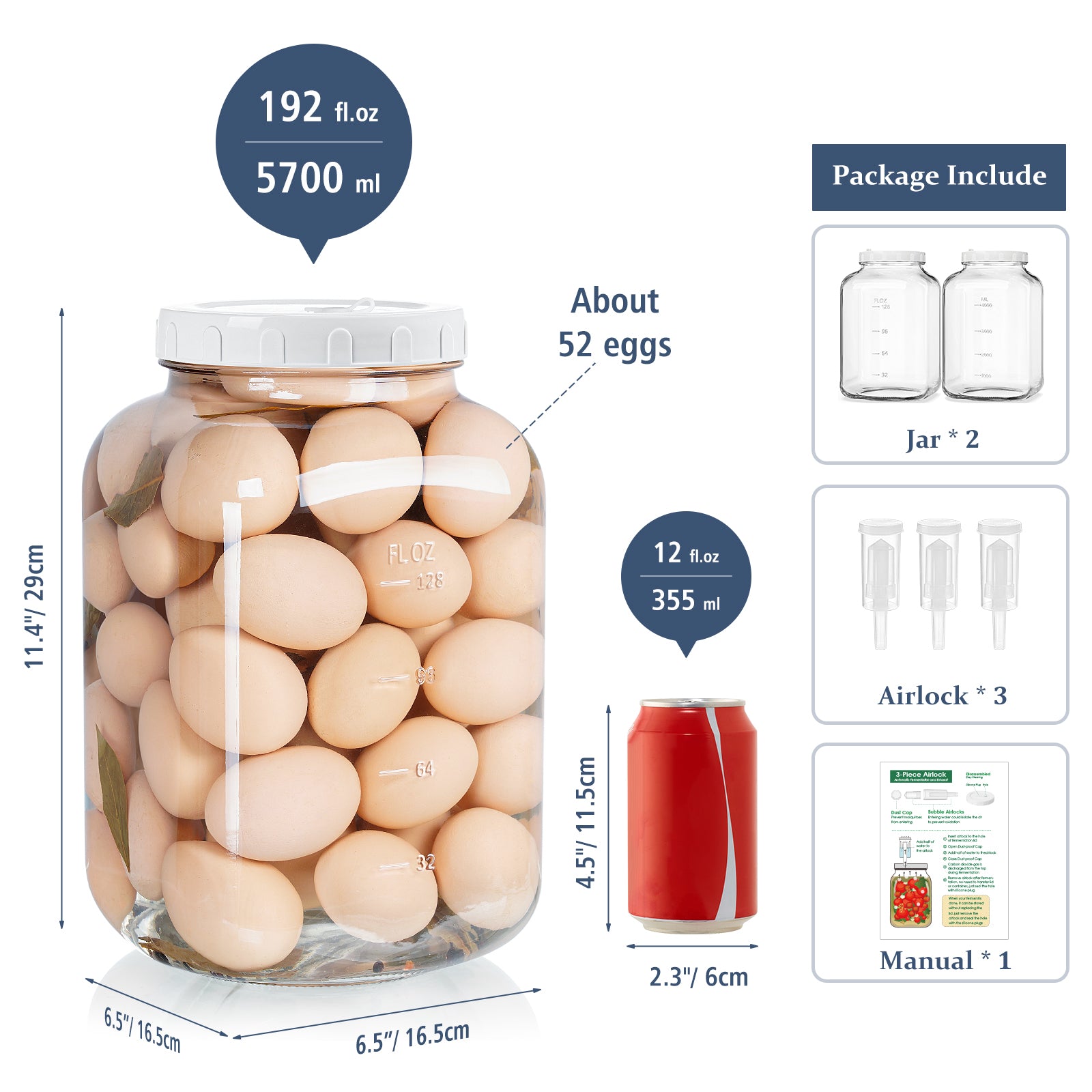 Bocaux De Fermentation 1,4 L - Lot De 4, Verre Avec Double Valve D'Aération, Pour Kéfir, Choucroute, Levain - 11
