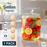 1 Pc 1 Gallon Glass Mason Cookie Jar with Glass Lid