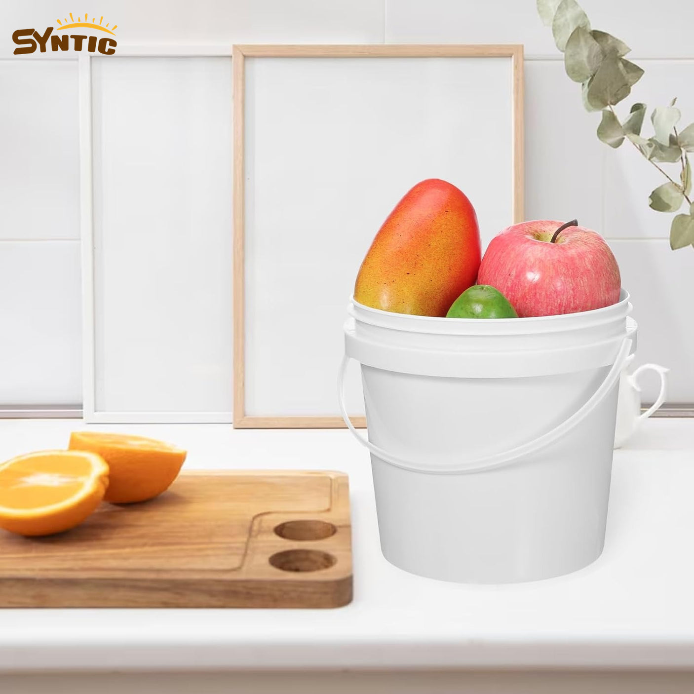 Syntic 8 Pc 0.5 Gallon All Purpose Plastic Buckets with Lids & Handles
