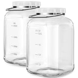 2 Pcs 1.5 Gallon Square Glass Jar with Removable Handles & Airtight Screw Lids