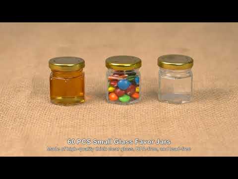 60 Pcs 1.5 oz Mini Glass Favor Jars with Airtight Lids