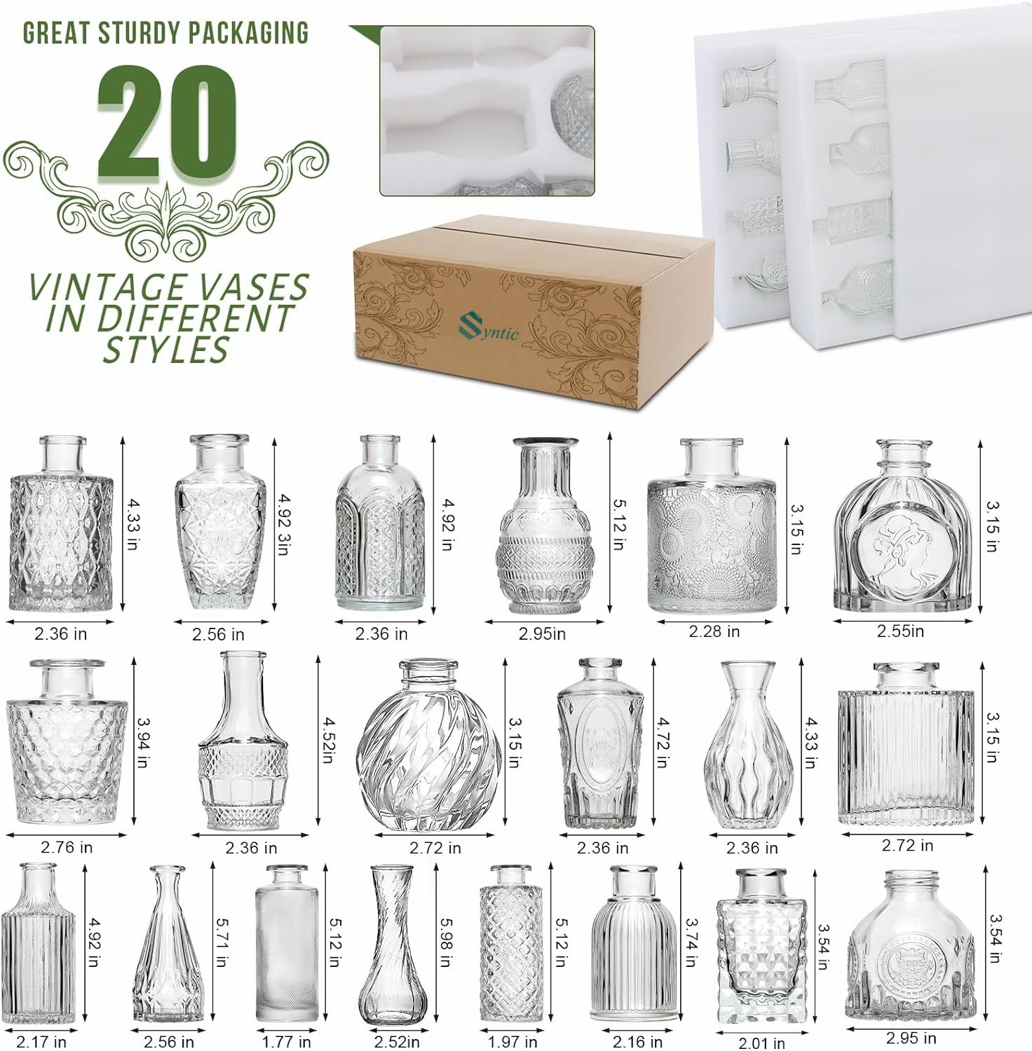 20 Pcs Glass Bud Vase Set