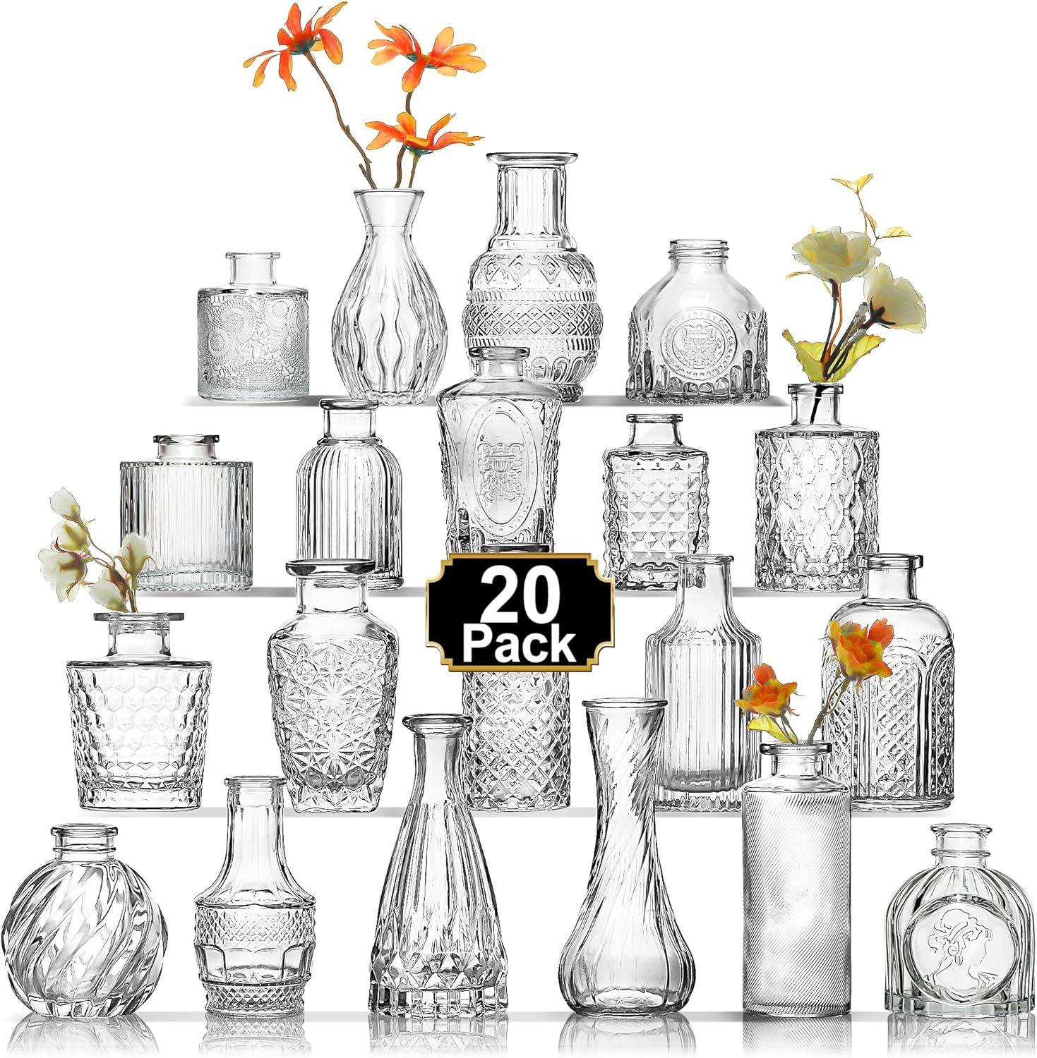 20 Pcs Glass Bud Vase Set