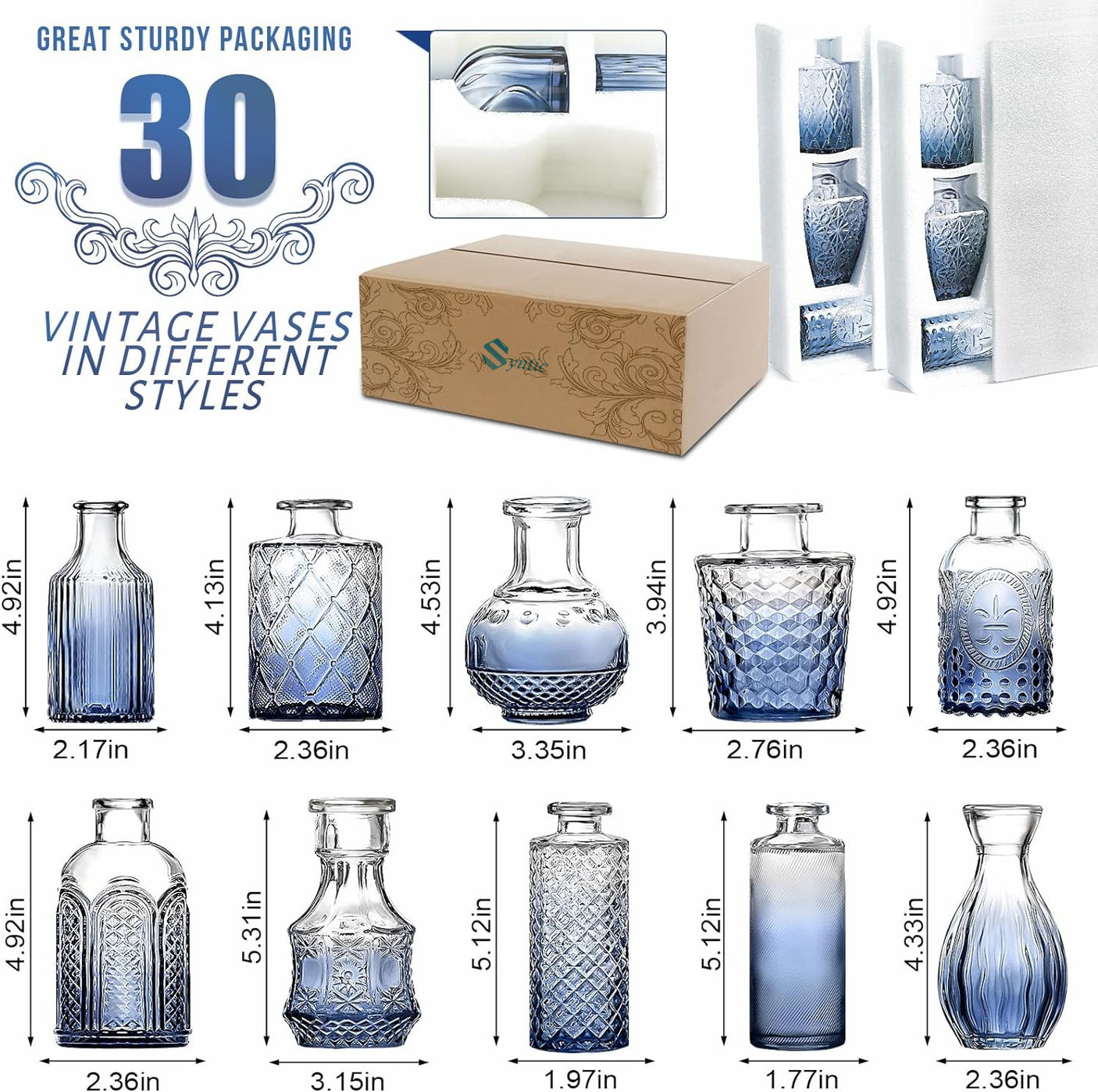 30 Pcs Glass Bud Vase Set