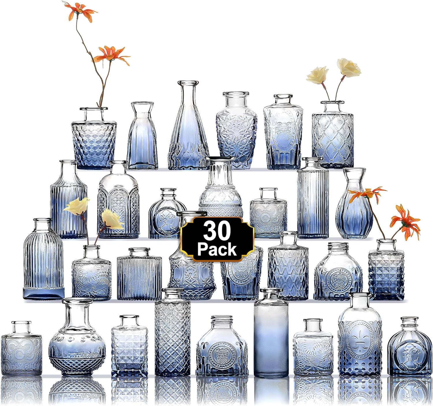 30 Pcs Glass Bud Vase Set