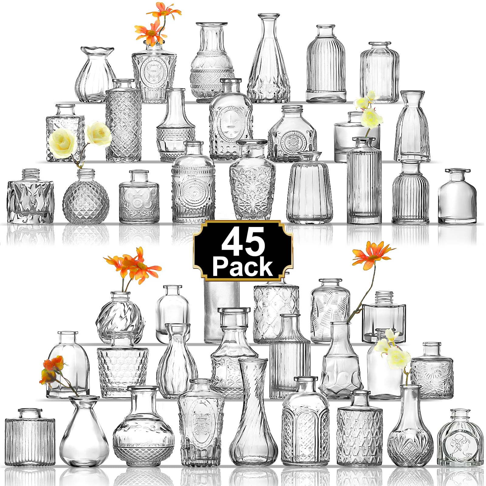 45 Pcs Glass Bud Vase Set