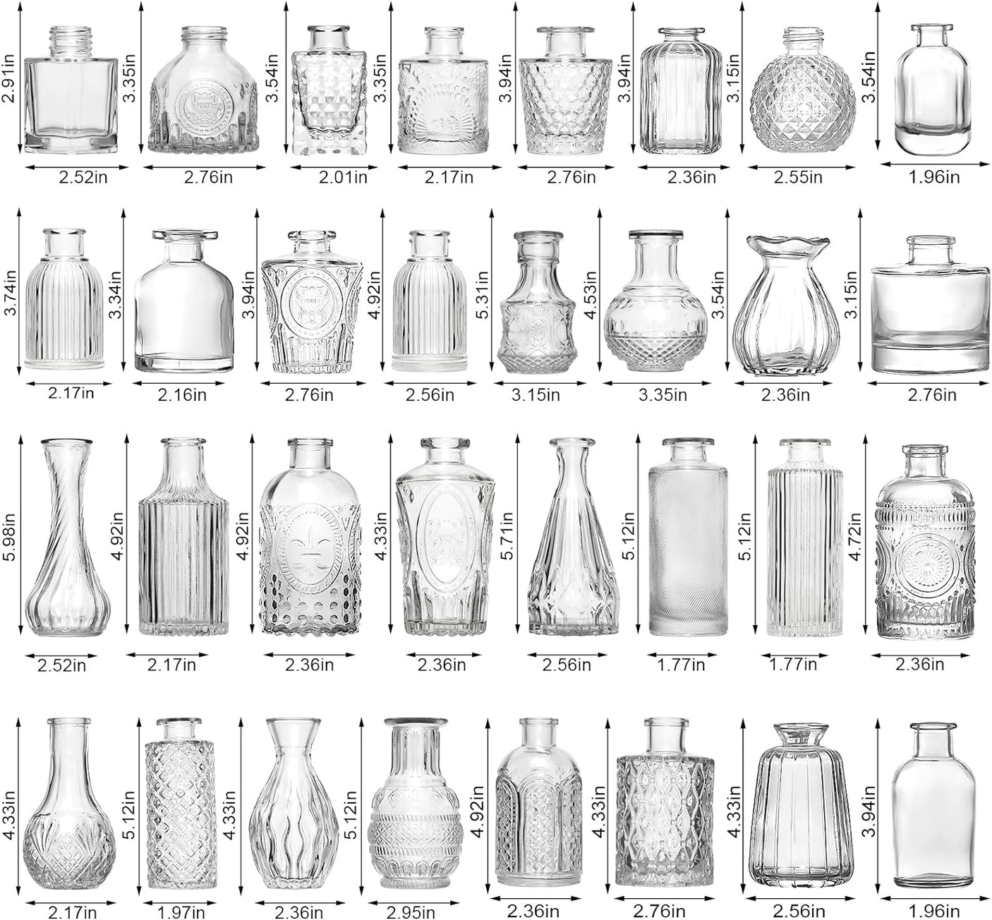 45 Pcs Glass Bud Vase Set