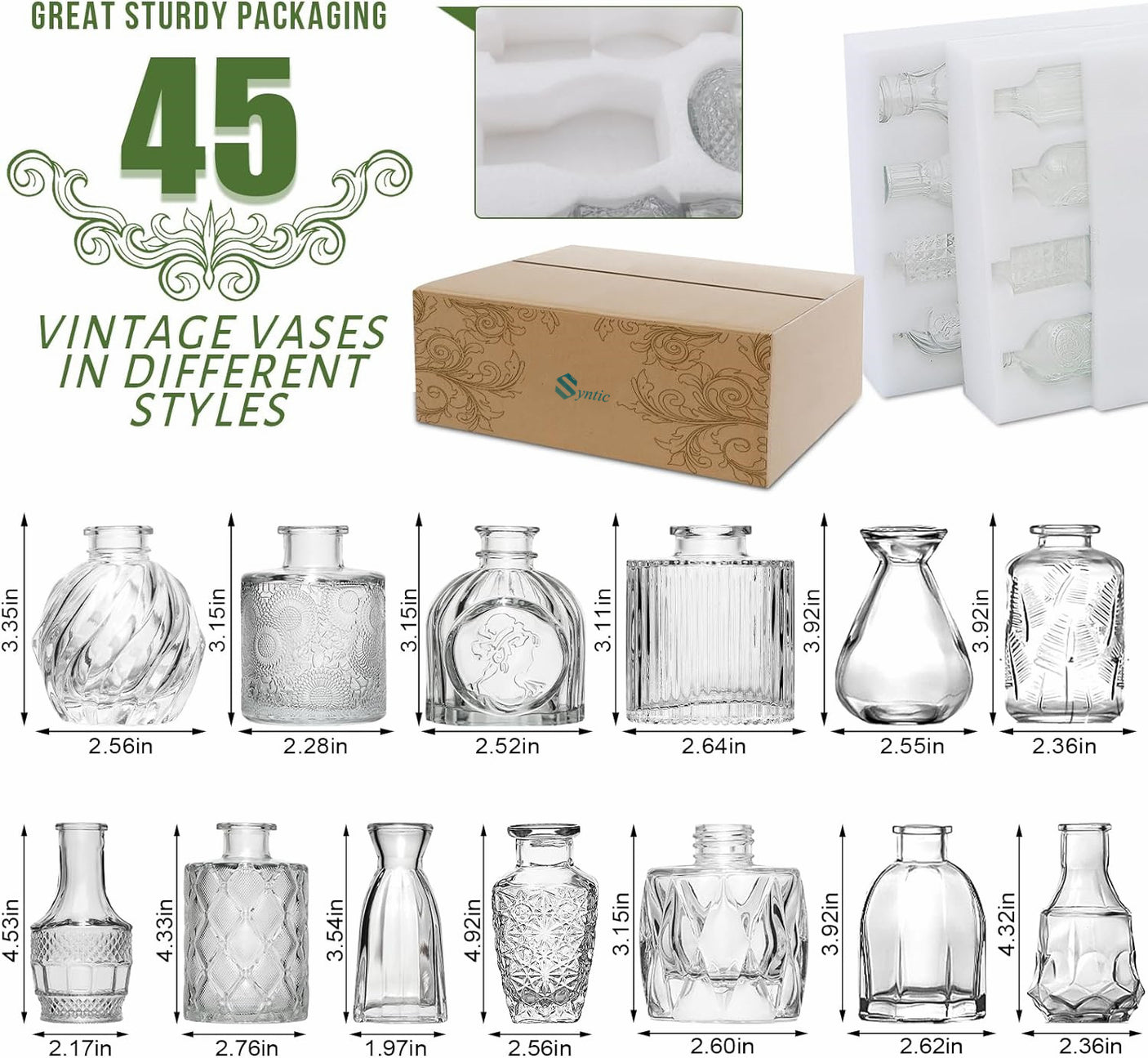 45 Pcs Glass Bud Vase Set